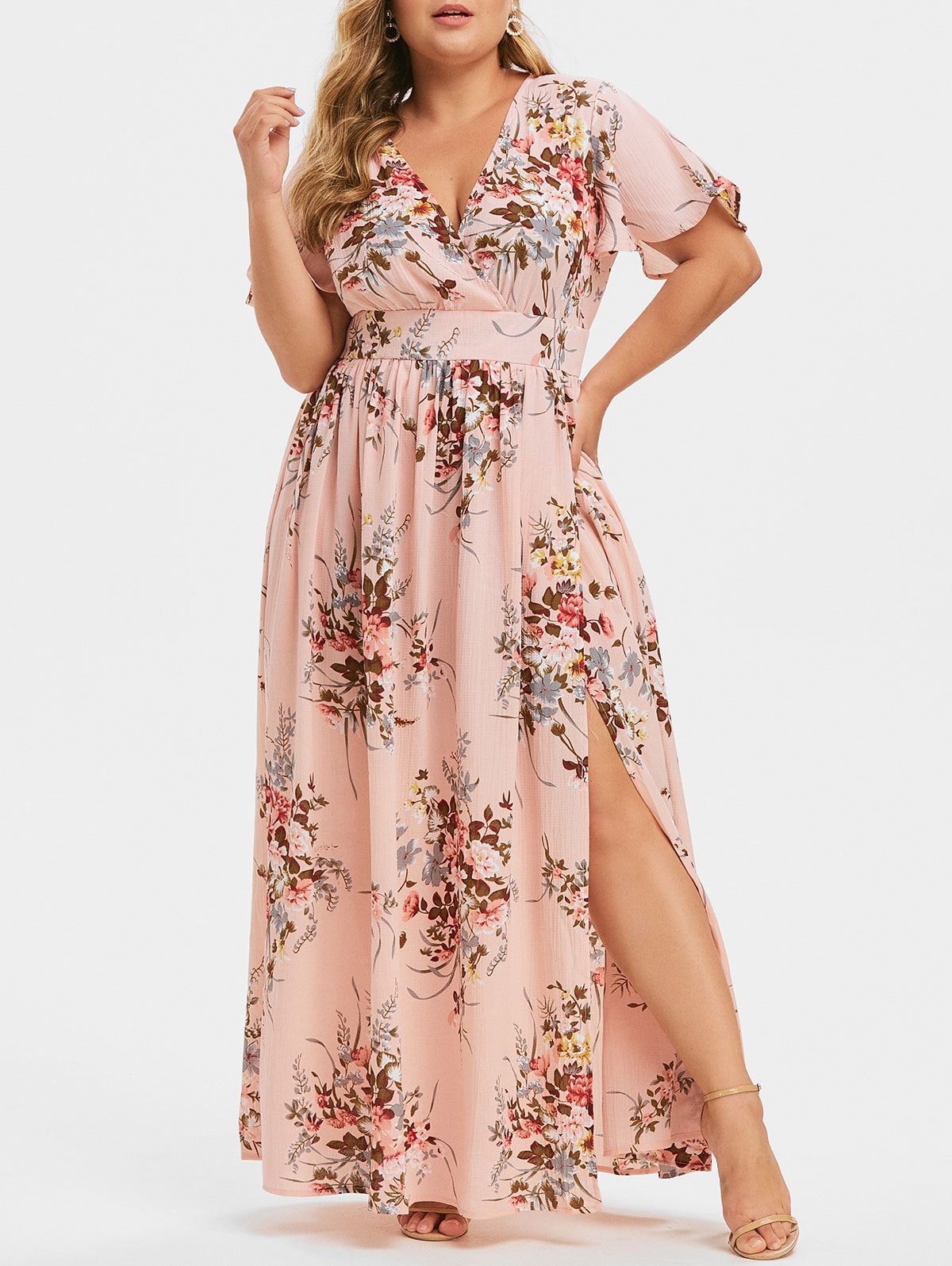 Plus Size Floral Maxi Dress - women fashion