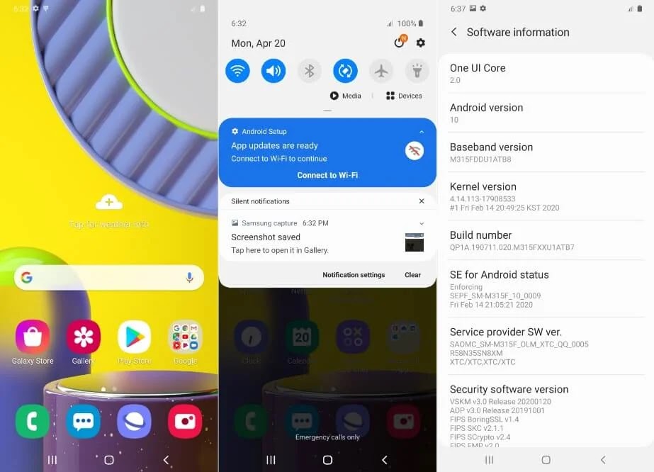 Samsung Galaxy M31 Software. One UI 2.0 Based On Android 10