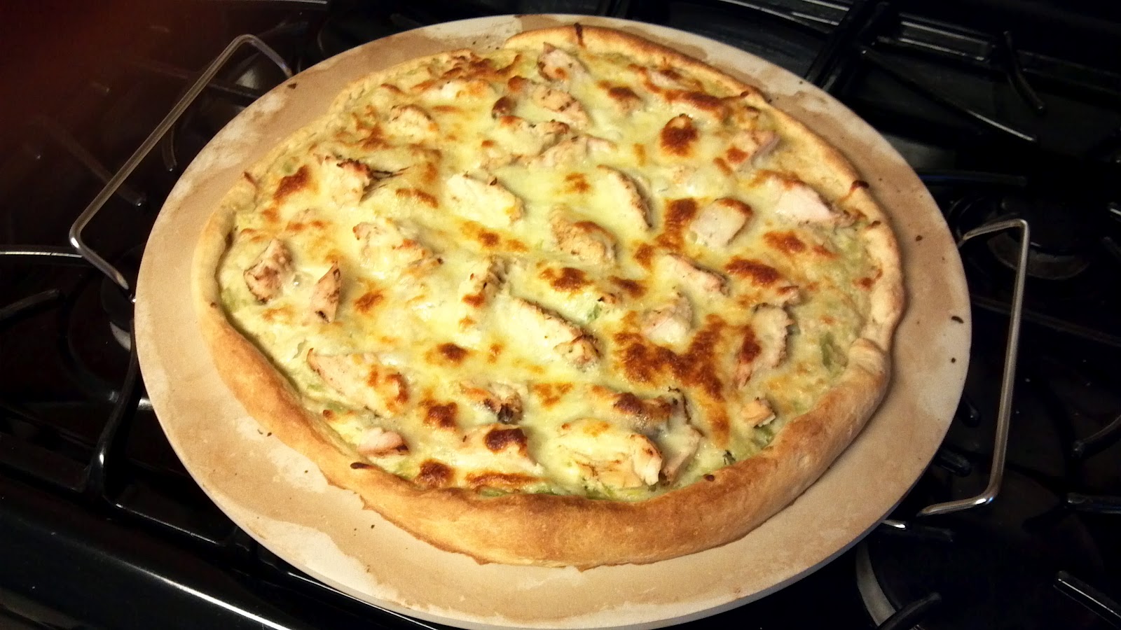 My Crazy Life Green Chile Chicken Alfredo Pizza