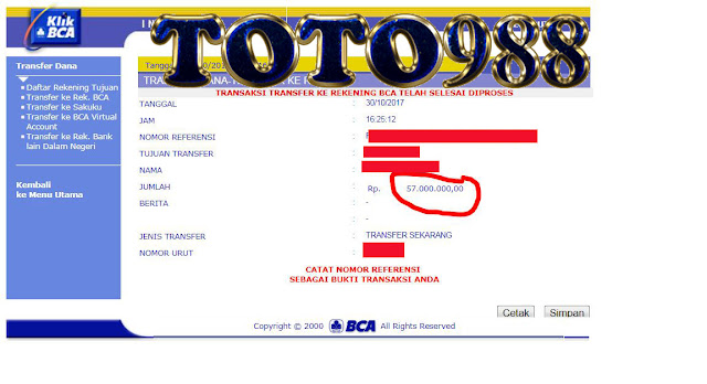Kumpulan Bukti Pembayaran Kemenangan Member: MEMBER TOTO988 MENANG