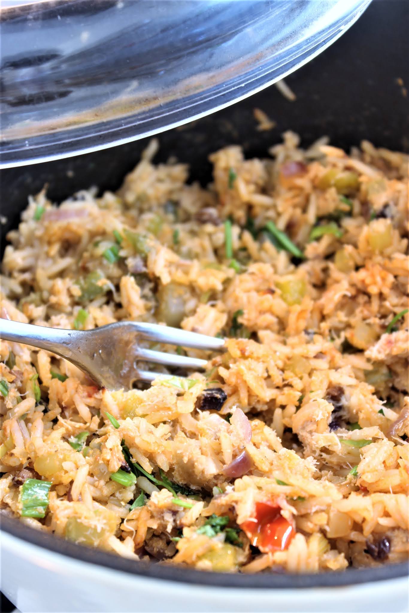 red crab rice, blue cabbage and spiced chips how to reinterpret a