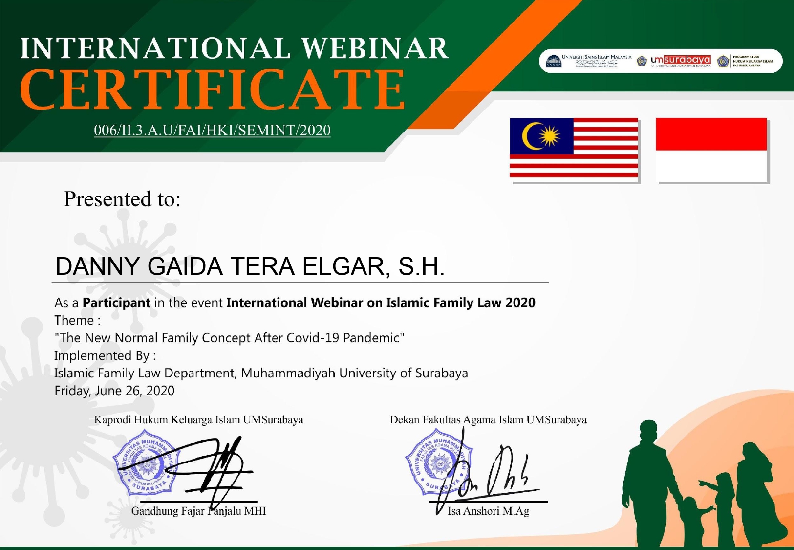 International Certificate Islamic Family Law | Universitas Muhammadiyah Surabaya (26 JUNI 2020)