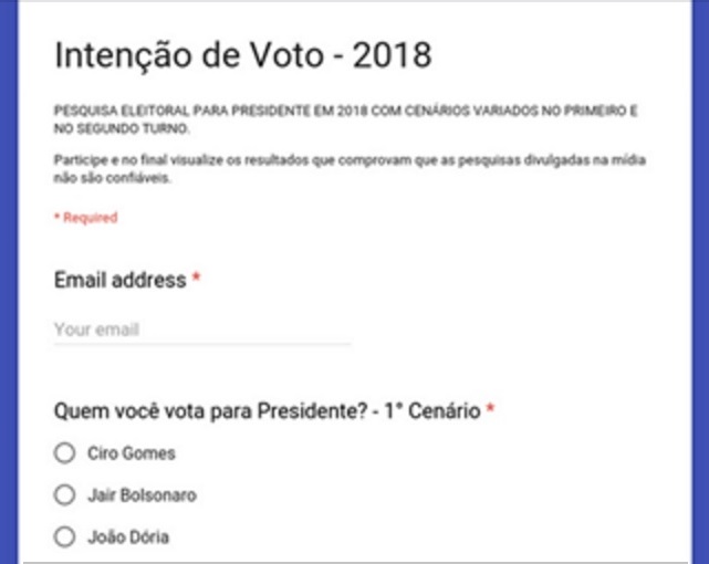 INTENÇÃO DE VOTOS PRESIDENTE 2018