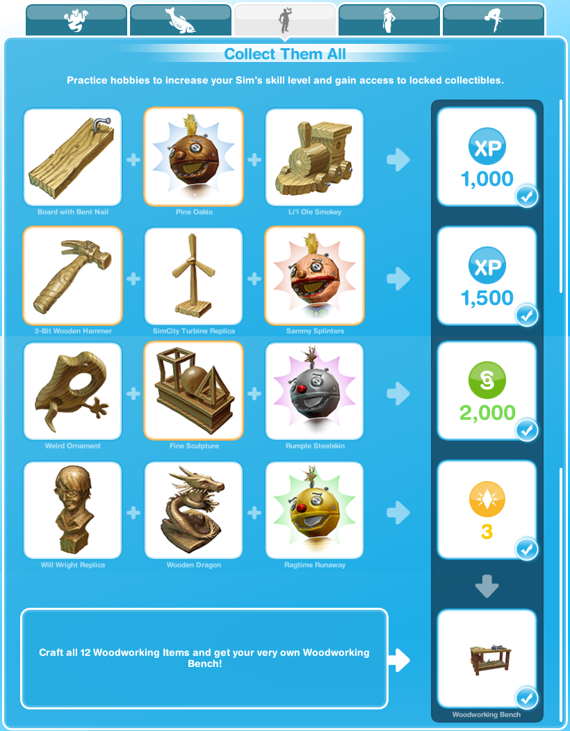 Sims Freeplay Quests and Tips: Hobbies: Woodworking