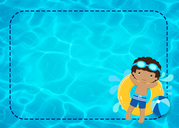 Fiesta en la Piscina, Niño Moreno: Invitaciones para Imprimir Gratis. Para hacer invitaciones, tarjetas, marcos de fotos o etiquetas de Fiesta en la Piscina, Niño Moreno para imprimir gratis.