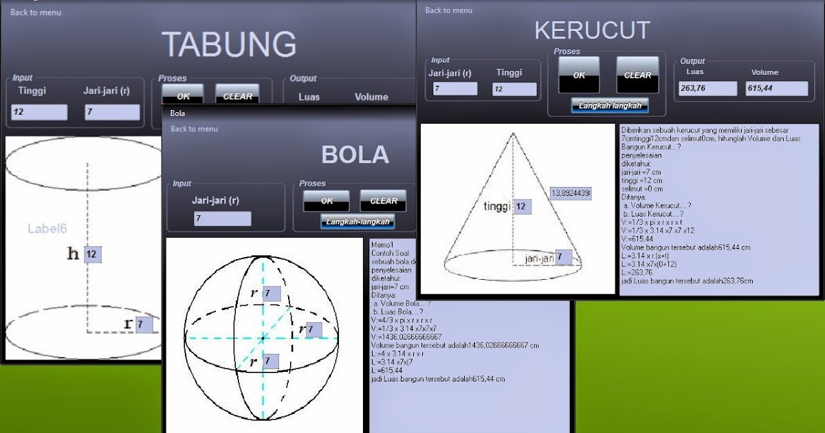 Program Aplikasi Bangun Ruang Sisi Lengkung Menggunakan