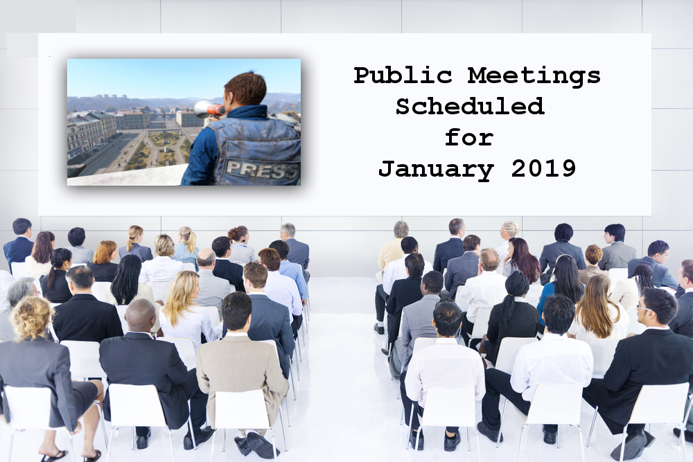 List of Public Meetings Scheduled for January 2019 Thunder Pig