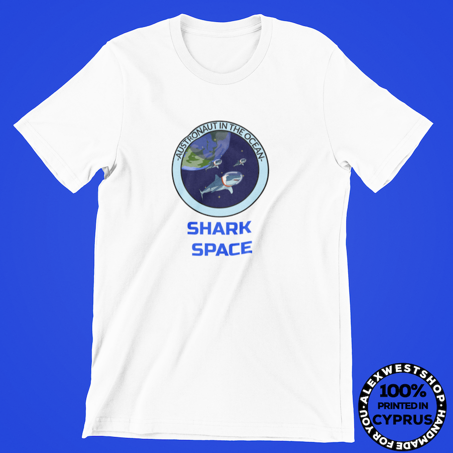 austronaut in the ocean funny shark t shirt redbubble spreadshirt teepublic cafepress society6