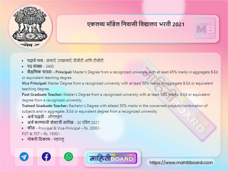 Eklavya Model Residential School Recruitment 2021