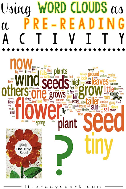 Do you use word clouds in your reading classroom?  Check out this post on how to use a word cloud of a picture book as a pre-reading activity with your students.  It’s a fun way to help students identify the topic, genre, important vocabulary, set a purpose, develop questions, and access prior knowledge before reading.