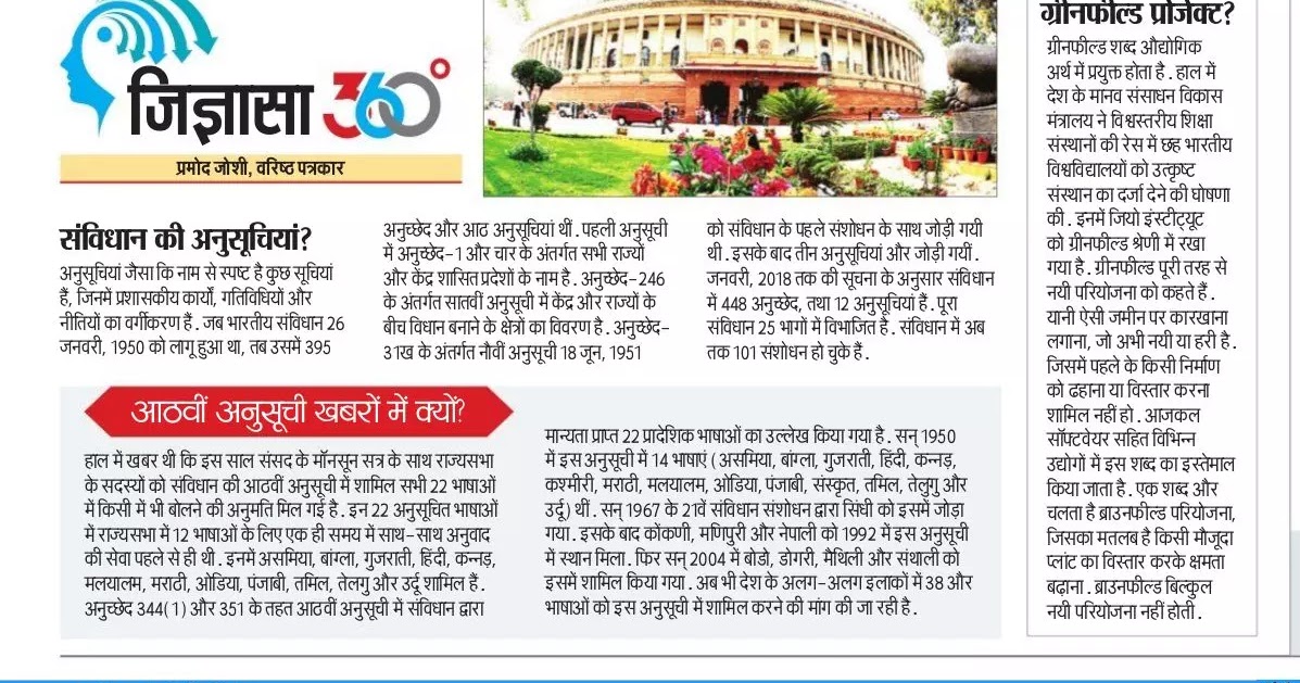 संविधान की अनुसूचियाँ?