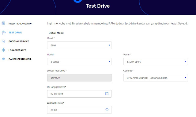 Test Drive Seva Tempat Mobil Online