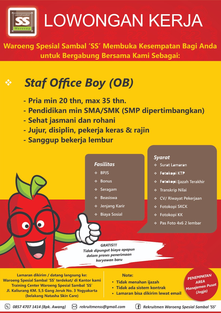 Lowongan Staf Office Boy (OB) - Lowongan Kerja Terbaru Indonesia 2021