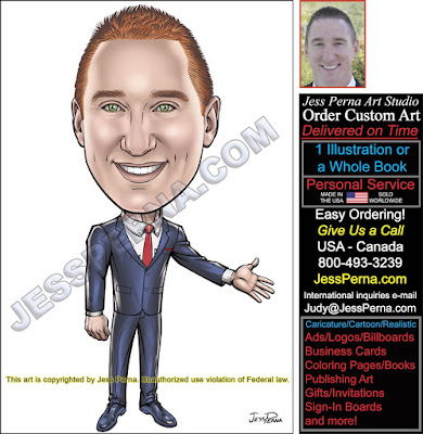 Real Estate Caricature Wearing Suit and Tie