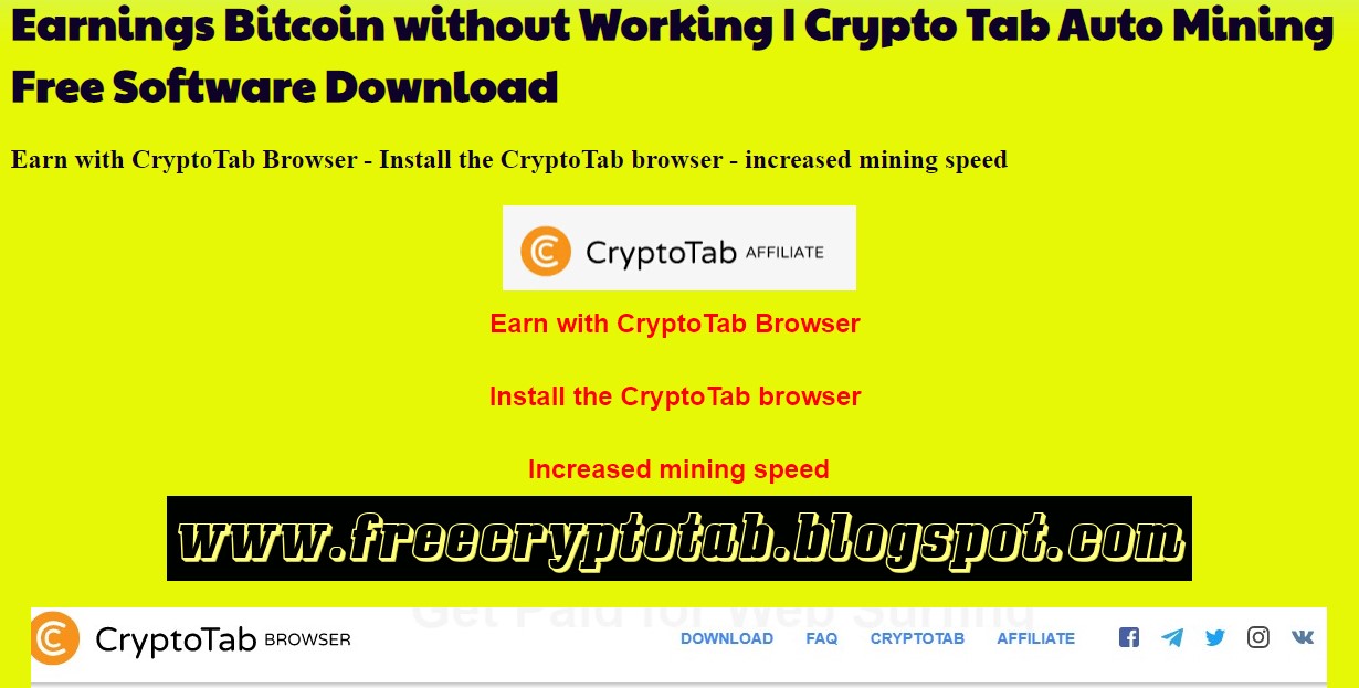 Earnings Bitcoin without Working | Crypto Tab Auto Mining Free Software Download