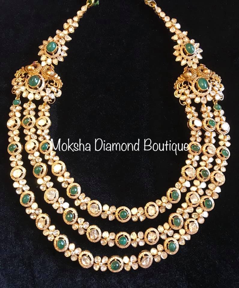 Three Layer Flat Diamond Set by Moksha - Jewellery Designs