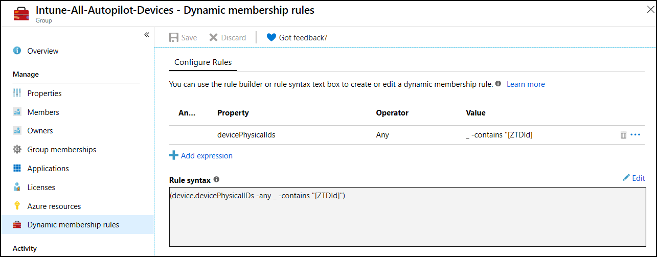 The Magic Between Data and the Users Create a group for all Autopilot