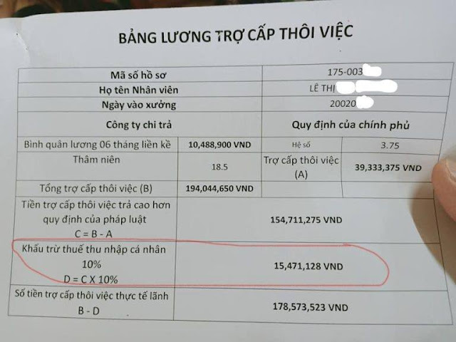 Thu 10% thuế TNCN của công nhân mất việc như ở PouYuen thì thuế sẽ mất tính công bằng!