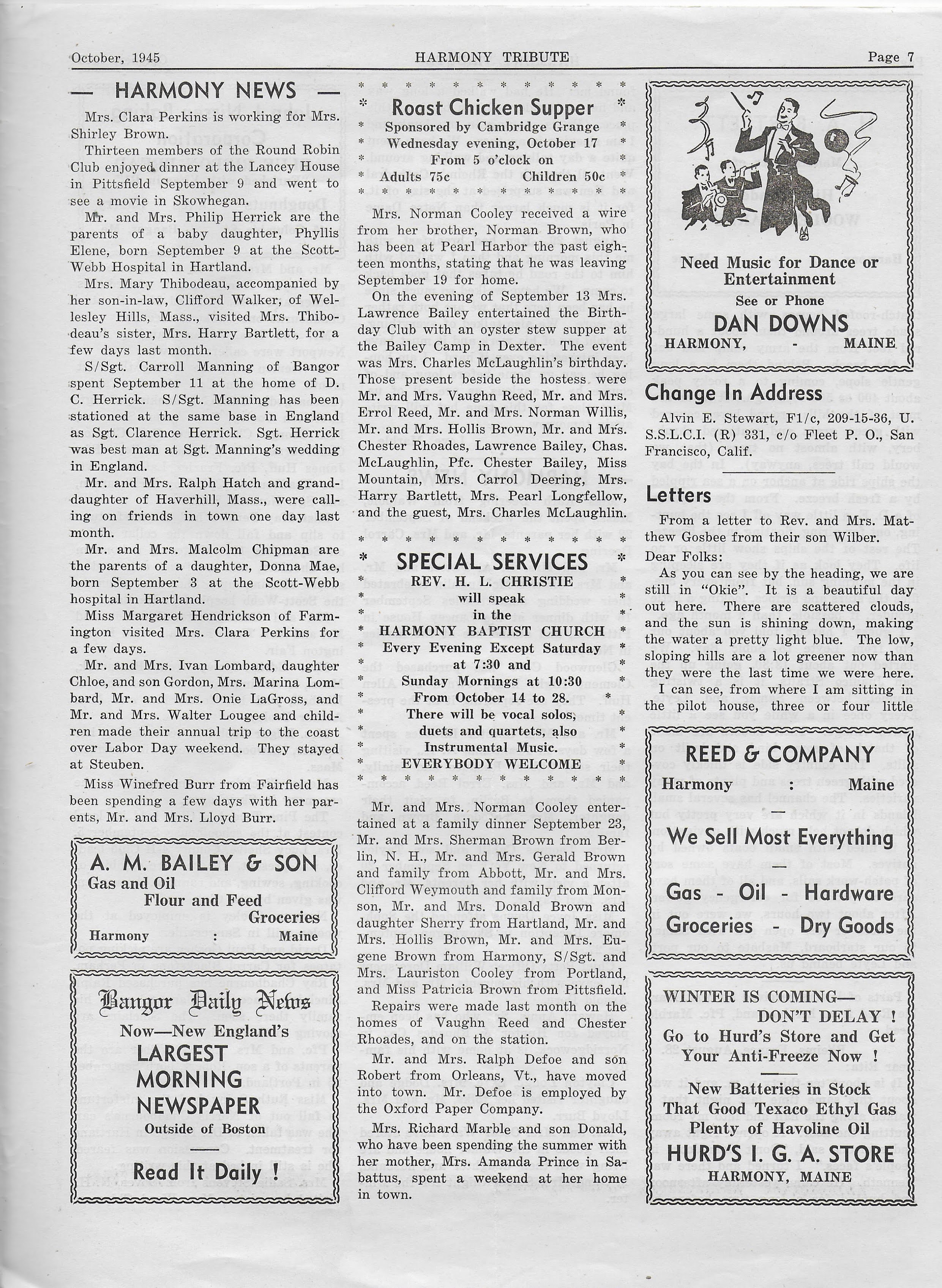 Heirlooms Reunited October 1945 Issue of the Harmony Tribute of