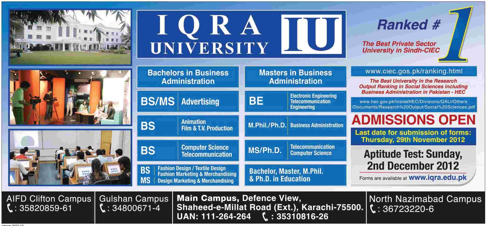 Iqra university fee structure picture