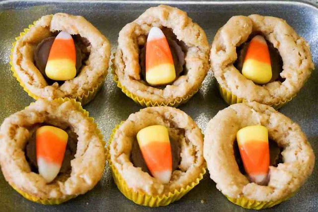 Easy Candy Corn Peanut Butter Cup Cookies