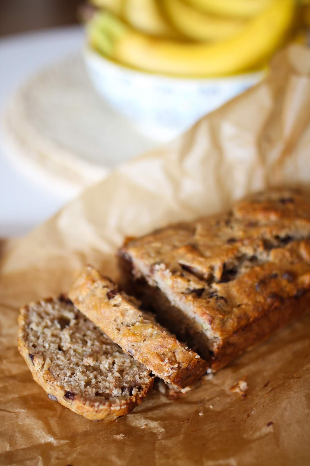Dairy Free Chocolate Chip Banana Bread with Applesauce dairy free banana bread, oil free banana bread, banana bread applesauce, easy banana bread, quick and easy banana bread, banana bread with applesauce, banana bread recipes without butter and oil, banana bread recipe with applesauce
