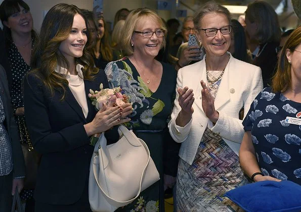 Swedish Princess Sofia arrived at the hospital, she was welcomed by Annika Tibell, Irene Svenonius and Research Director Miia Kivipelto