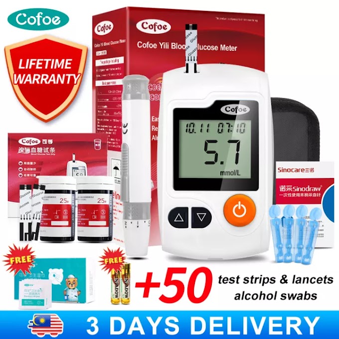 Cofoe YiLi Blood Glucose Monitor with 50pcs Test Strips 50pcs Needles Free 50pcs Alcohol Swabs Glucometer Blood Sugar Meter Tester Kit for Diabetes.