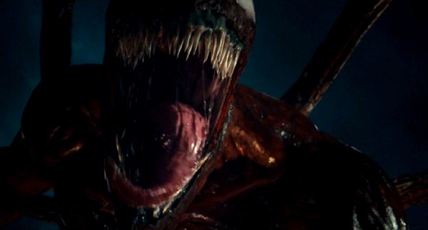 Carnage opens his terrifying jaws as he goes on the attack in VENOM: LET THERE BE CARNAGE.