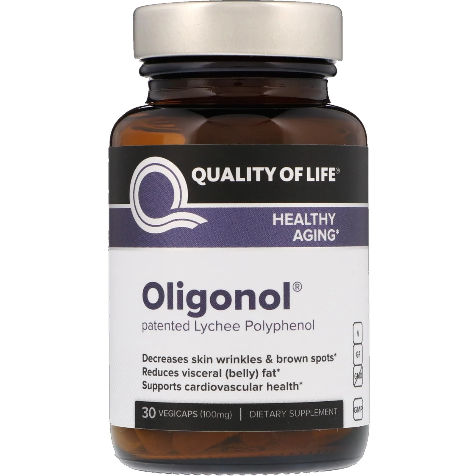 Quality of Life Labs, Oligonol, 100 мг, 30 вегетарианских капсул