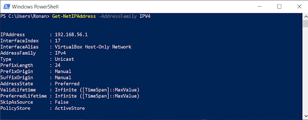 Obtenir l'adresse IP avec PowerShell