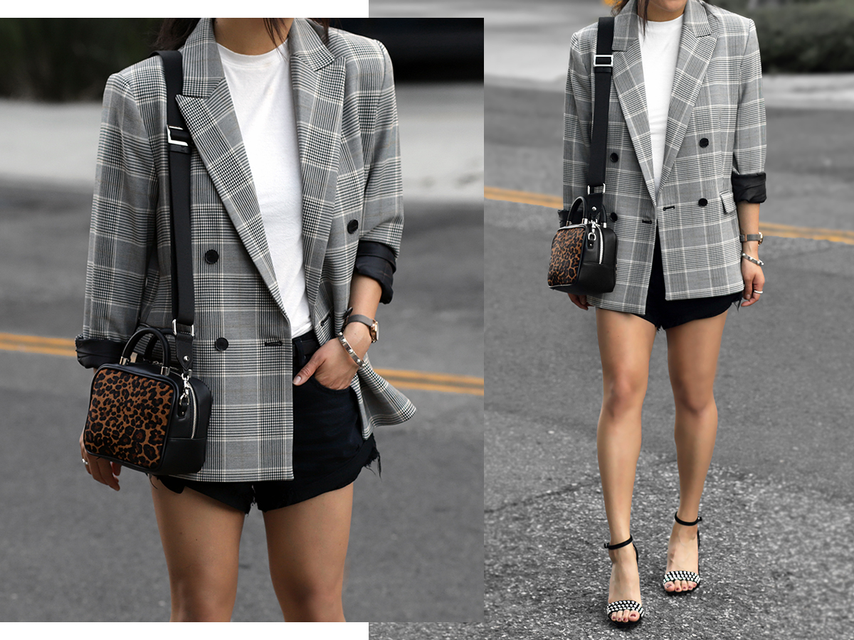 plaid and leopard blazer