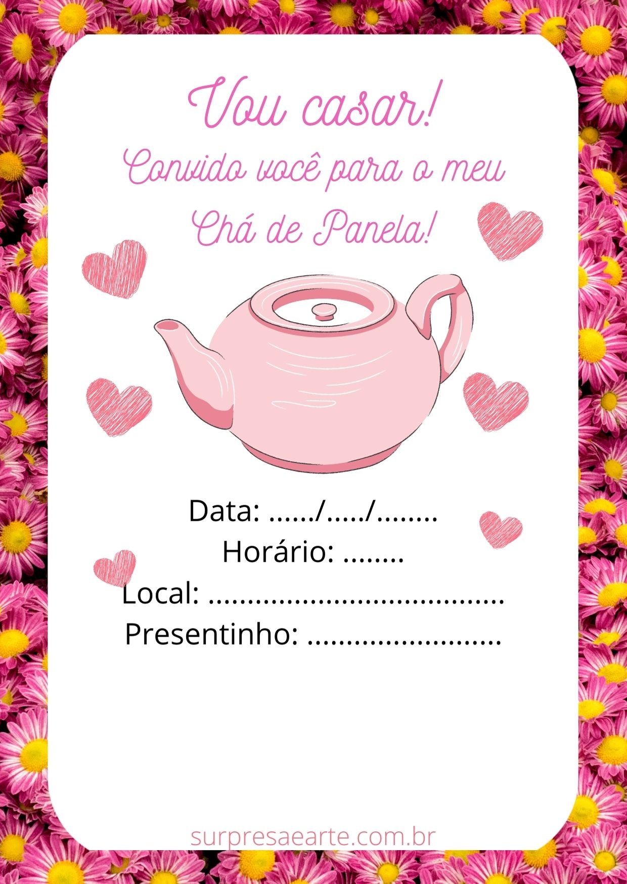 Surpresa e Arte: Convite Chá de Panela