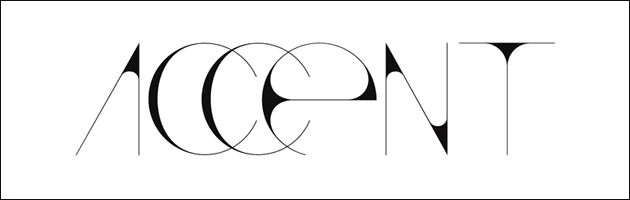 Accent | 極細フォントに、ところどころ丸みがついたアートな雰囲気のデザインフォント