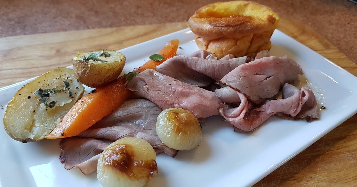 Roast beef al forno, Yorkshire pudding e verdure