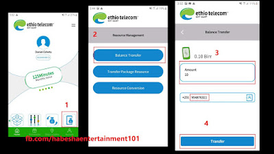 How to transfer balance using My Ethiotel
