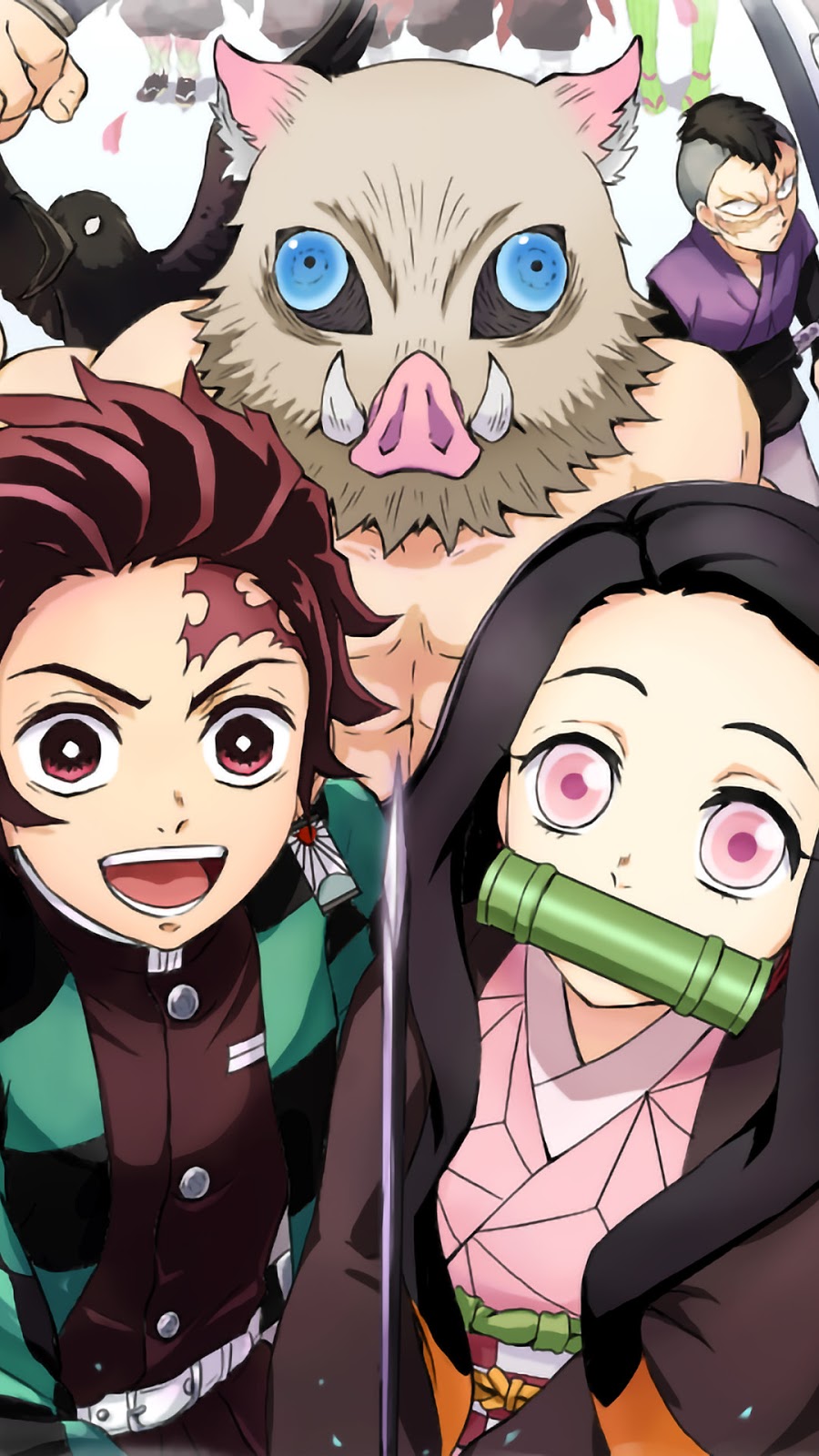 Série Demon Slayer Kimetsu no Yaiba, menino de anime real rosa velho e  menina de anime amarrado à boca 2K baixar papel de parede