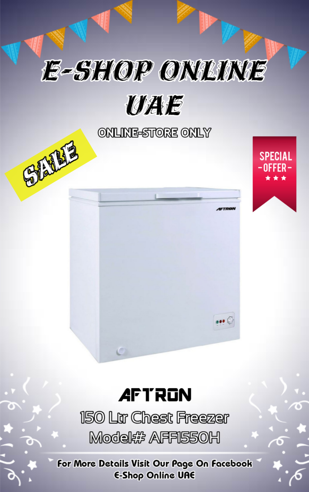 AFTRON 150LTR CHEST FREEZER MODEL AFF1550H E Shop Online UAE