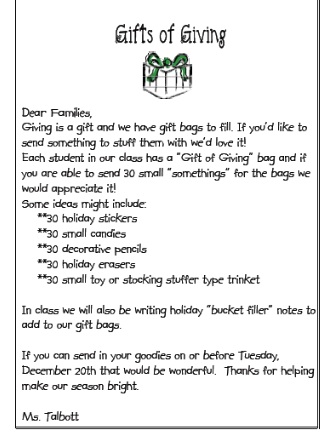 Me And MY Third Grade Gang: Gifts of Giving