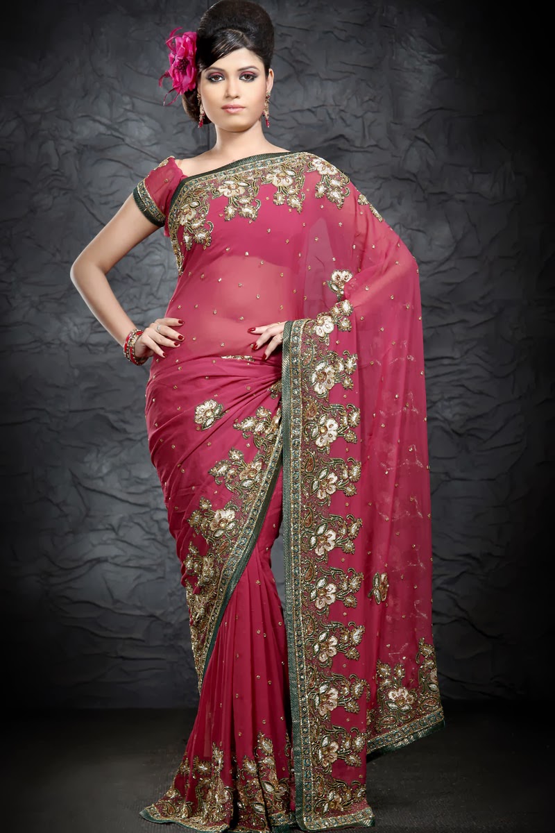embroidery sarees online shopping | Stylish Indian Actress Saree