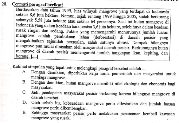 CONTOH SOAL DAN PEMBAHASAN MELENGKAPI PARAGRAF DENGAN