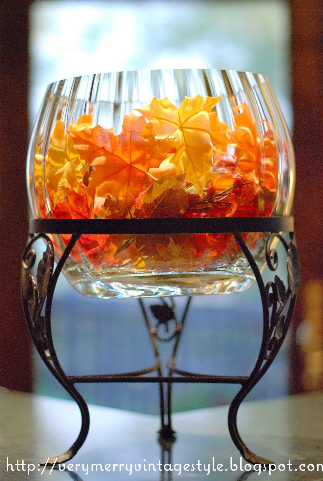 Very Merry Vintage Syle Punch Bowl turned Fall Centerpiece