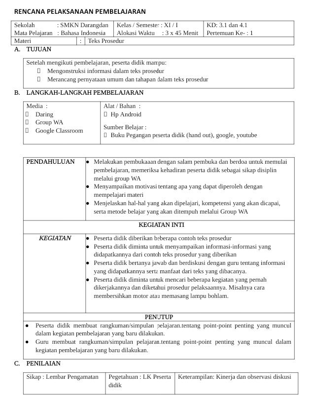 Rpp Teks Prosedur Penggambar