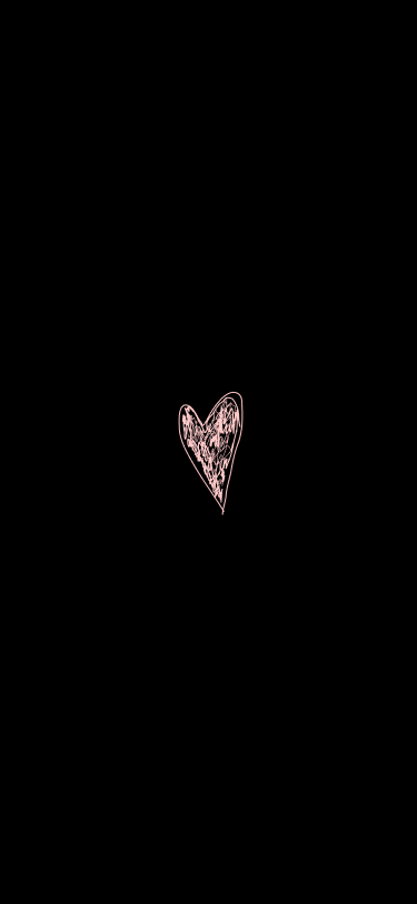 Black hand-drawn pink heart lock screen for iPhone