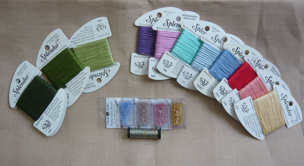 Marguerite's Stitching Niche Chosen fabric and threads for next project