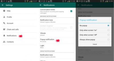 popup di notifica whatsapp