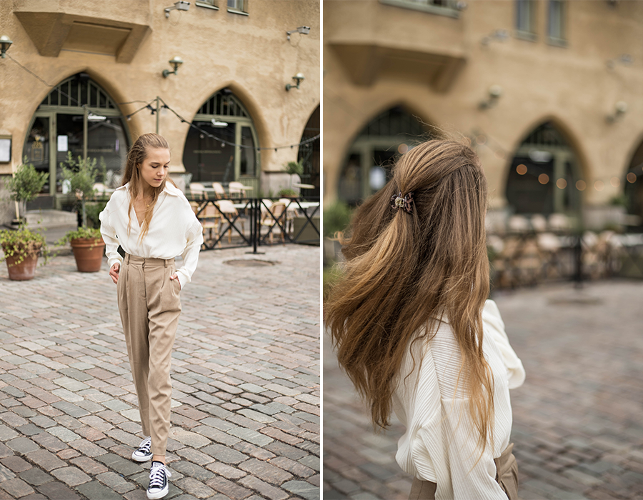 Gina Tricot ribbed white shirt