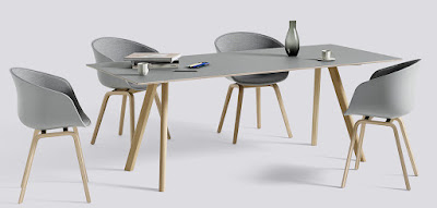 Ghế Đọc Sách - Ghế Thư Giãn - Ghế Xem TiVi - Ghế Thuyền Nhựa PP HAY-About-A-Chair-AAC22-Front-Upholstery-Surface-by-HAY-Concrete-Grey-with-Grey-table