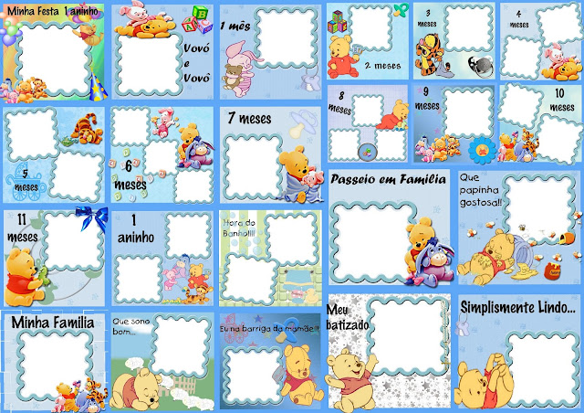 Sweet Baby Pooh Free Printable First Year (Month by Month) Photo Album.