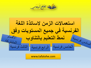 استعمالات الزمن لاساتذة اللغة الفرنسية في جميع المستويات وفق نمط التعليم بالتناوب